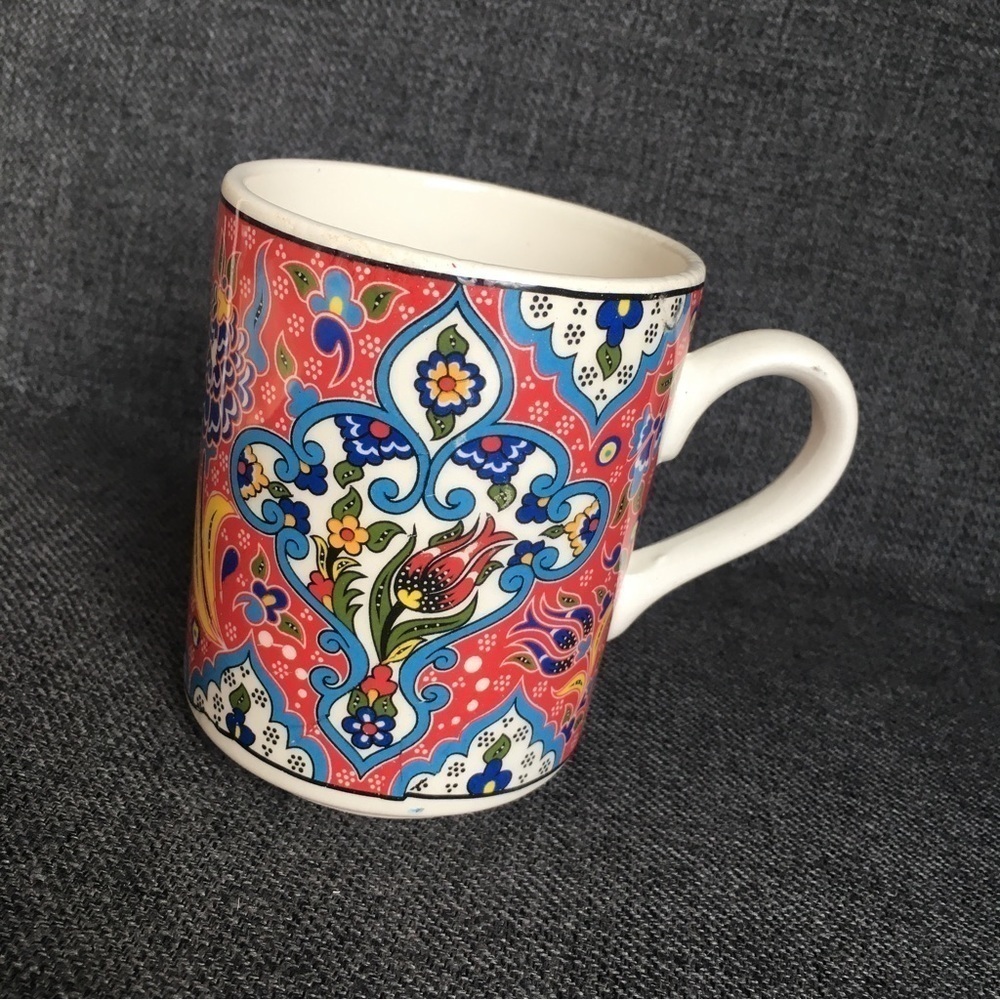 Colorful fleur-di-lis Coffee Mug, Red, Blue, Yellow, 11 oz